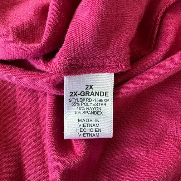 Zenana Premium Women's 2X Dress Pink Knit Stretch A Line Midi Length - Picture 5 of 6